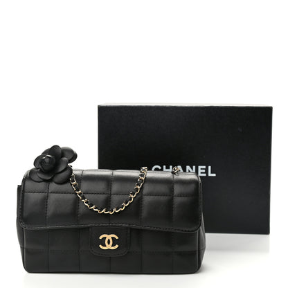 Chanel Lambskin Quilted Mini Chocolate Bar Camellia Flap Black 12 of 12