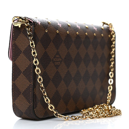 Louis Vuitton Damier Ebene Studded Pochette Felicie Chain Wallet 4 of 12