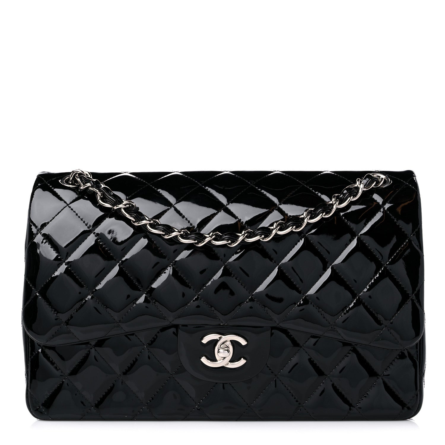 Chanel Patent Quilted Jumbo Double Flap Black 1 of 12