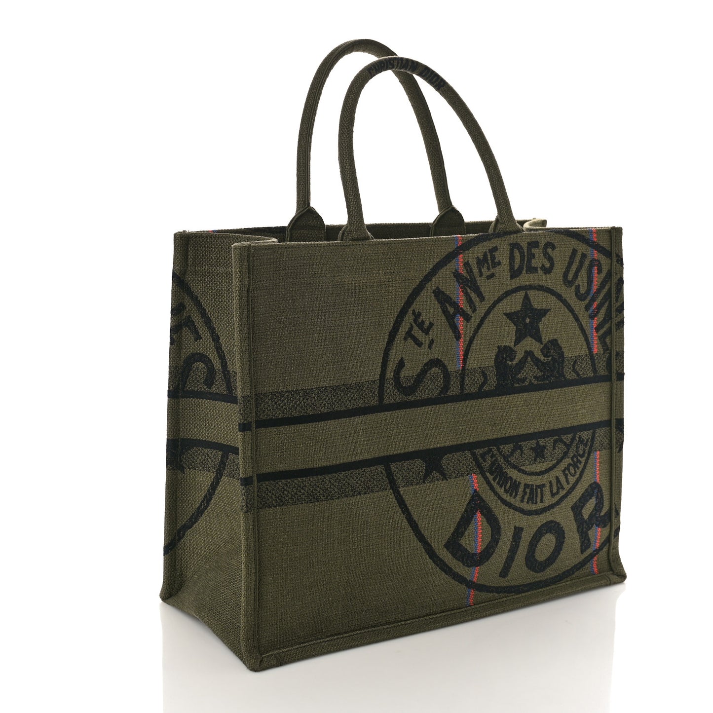 Canvas Jute Embroidered Medium Book Tote Green