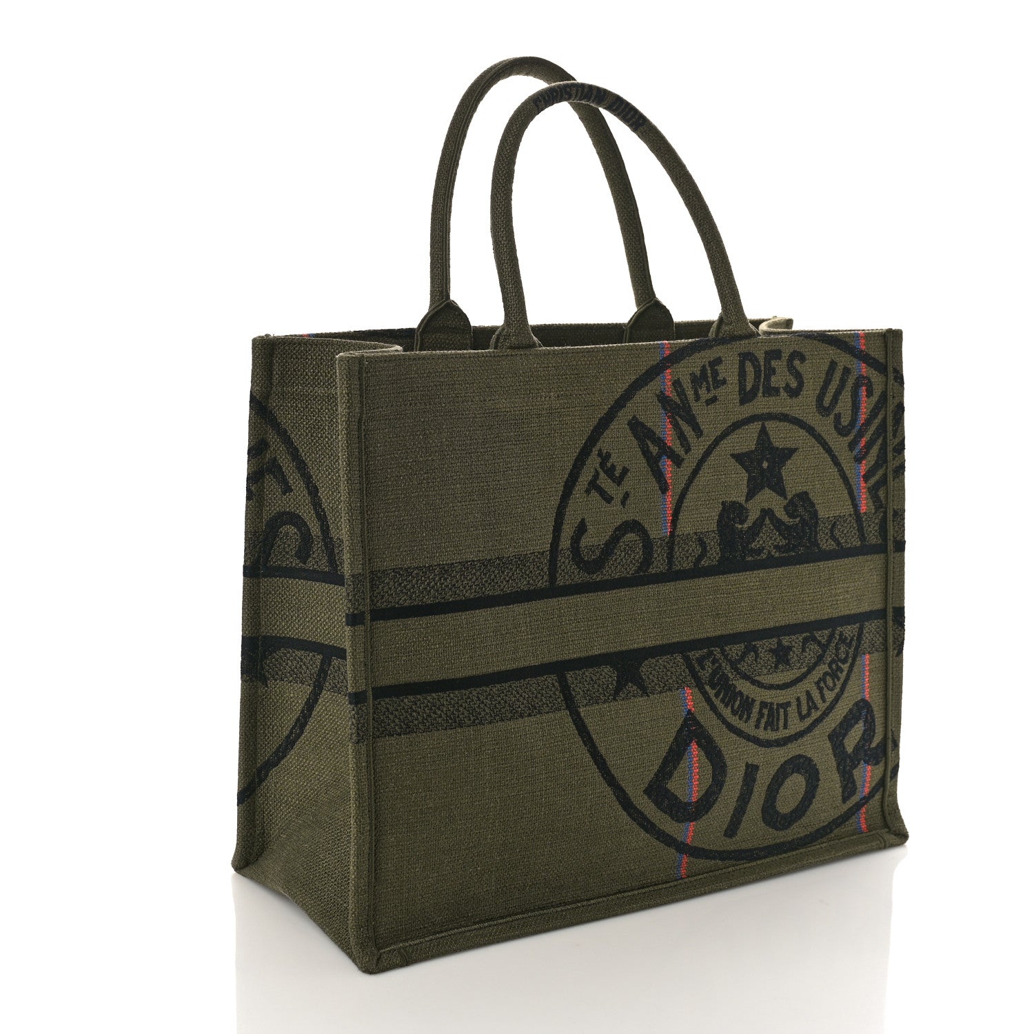Christian Dior Canvas Jute Embroidered Medium Book Tote Green 3 of 9