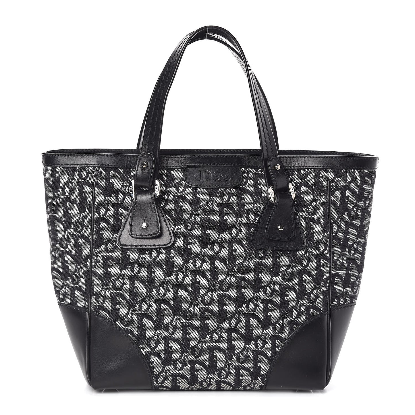 Denim Calfskin Monogram Tote Black