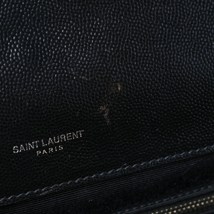 Saint Laurent Grain De Poudre Textured Mixed Matelasse Large Triquilt Monogram Satchel Black 10 of 18