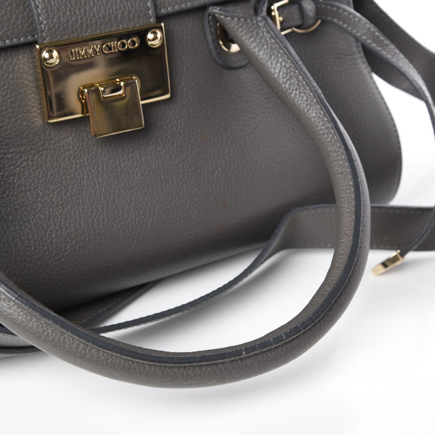 Grainy Calfskin Large Rosalie Satchel Grey