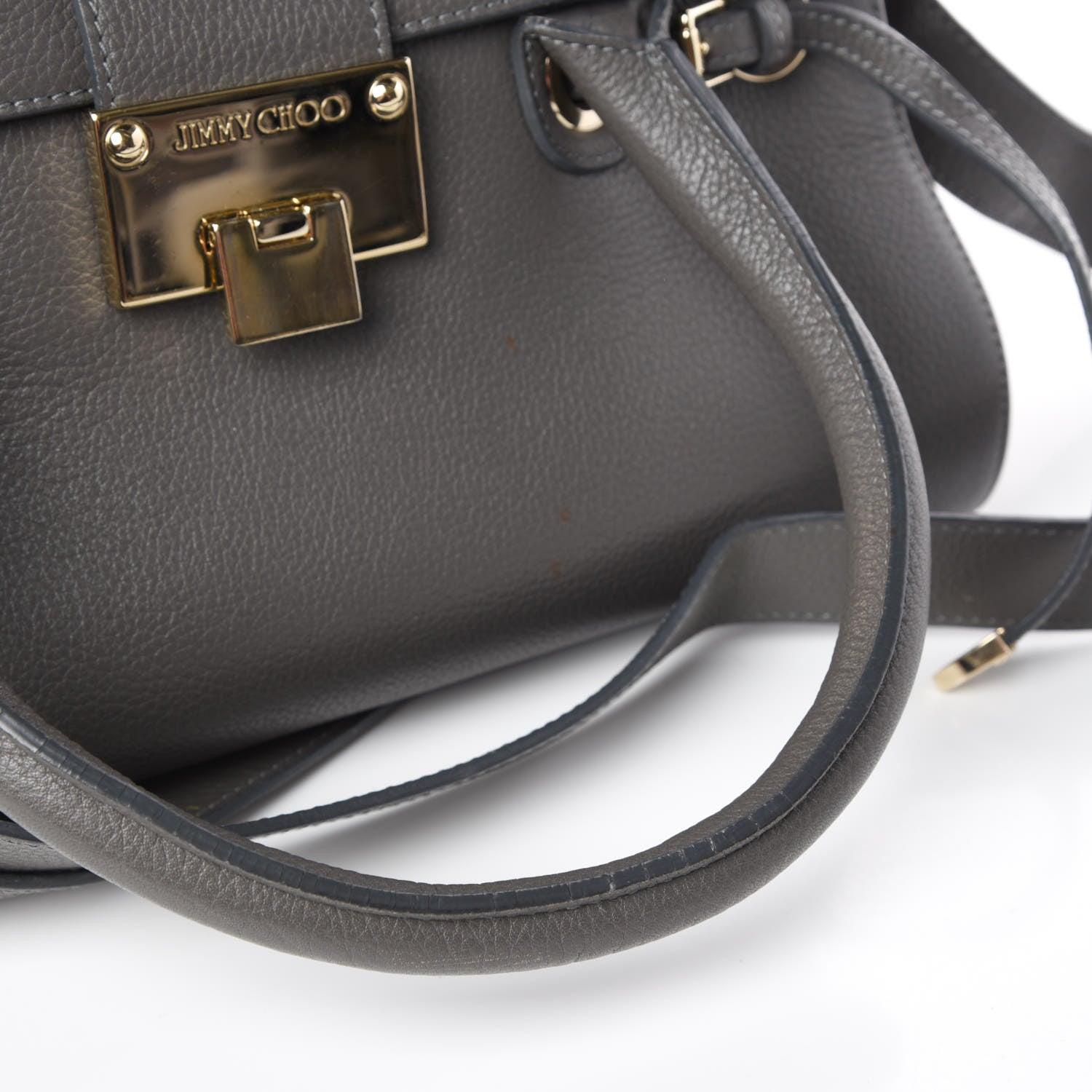 Jimmy Choo Grainy Calfskin Large Rosalie Satchel Grey 10 of 18