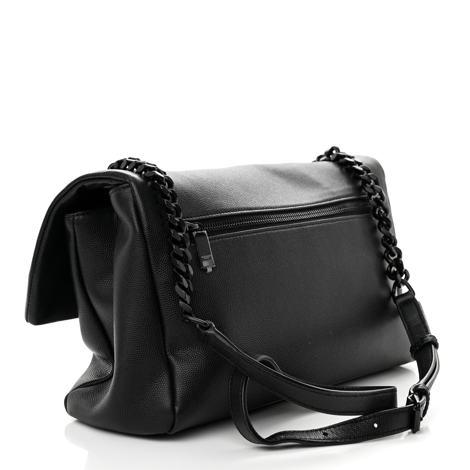 Saint Laurent Grain De Poudre Medium West Hollywood Monogram Fold-Over Black 3 of 11