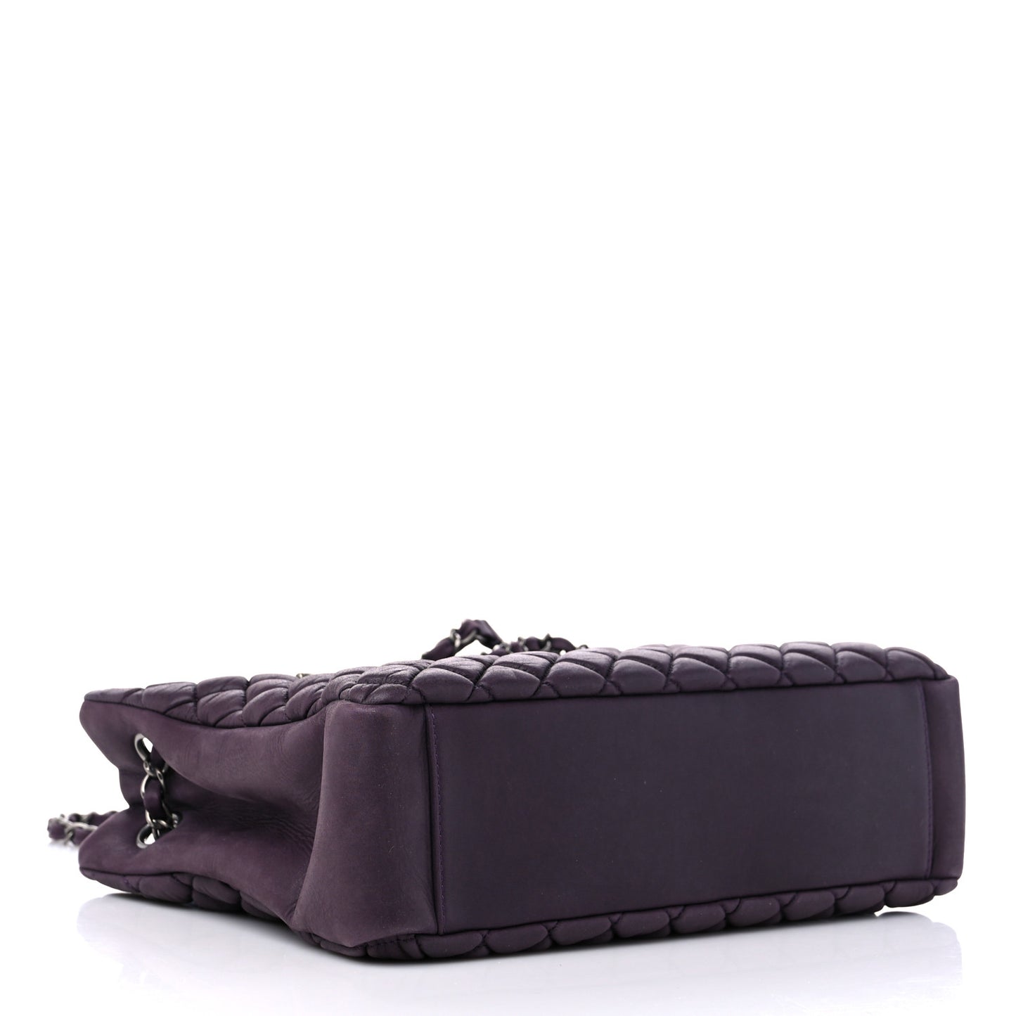 Iridescent Calfskin New Bubble Quilt Small Tote Plum