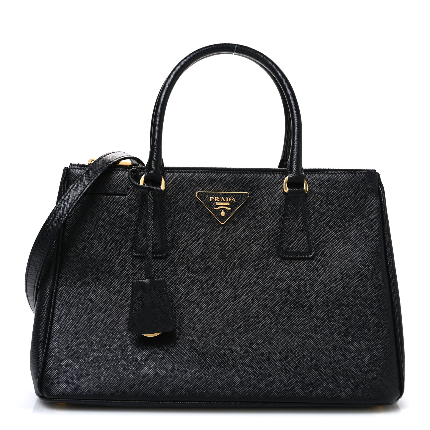 Saffiano Small Galleria Double Zip Tote Black