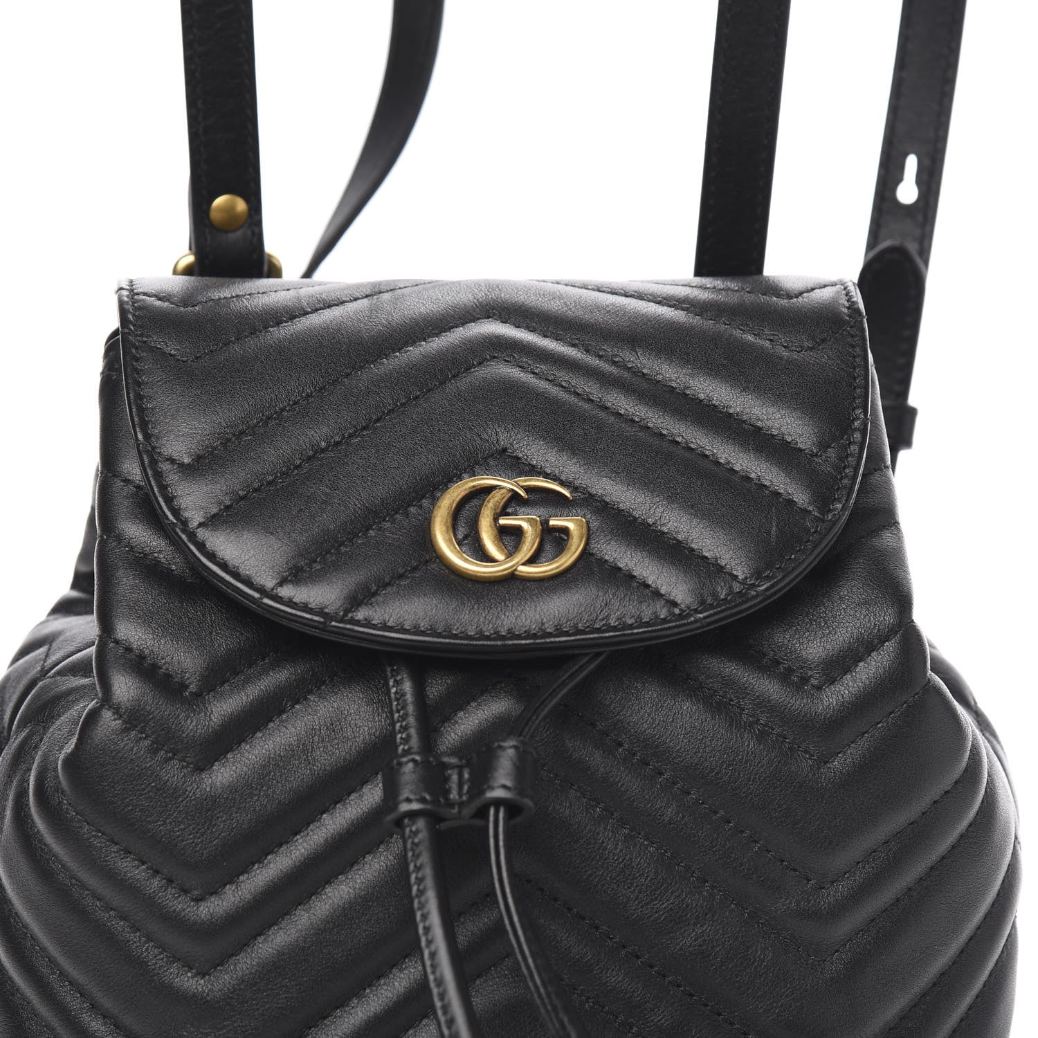 Gucci Calfskin Matelasse GG Marmont Flap Backpack Black 9 of 9