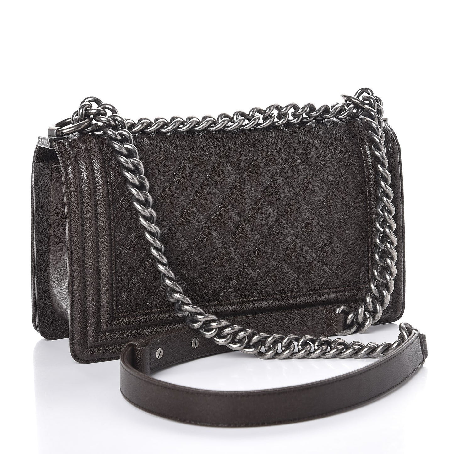 Caviar Quilted Medium Boy Flap Brown