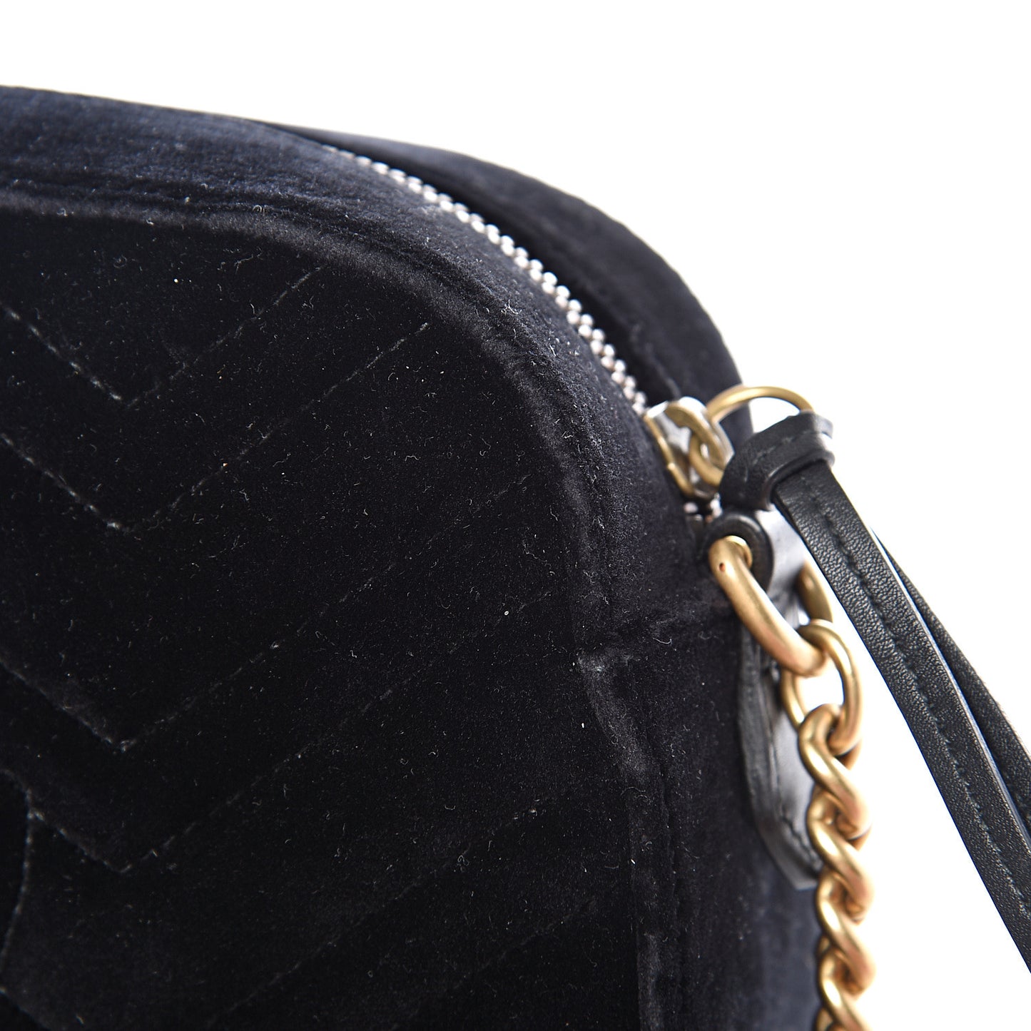 Velvet Matelasse Small GG Marmont Chain Shoulder Bag Black