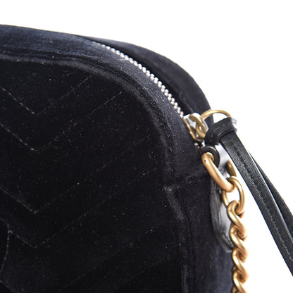 Gucci Velvet Matelasse Small GG Marmont Chain Shoulder Bag Black 10 of 11