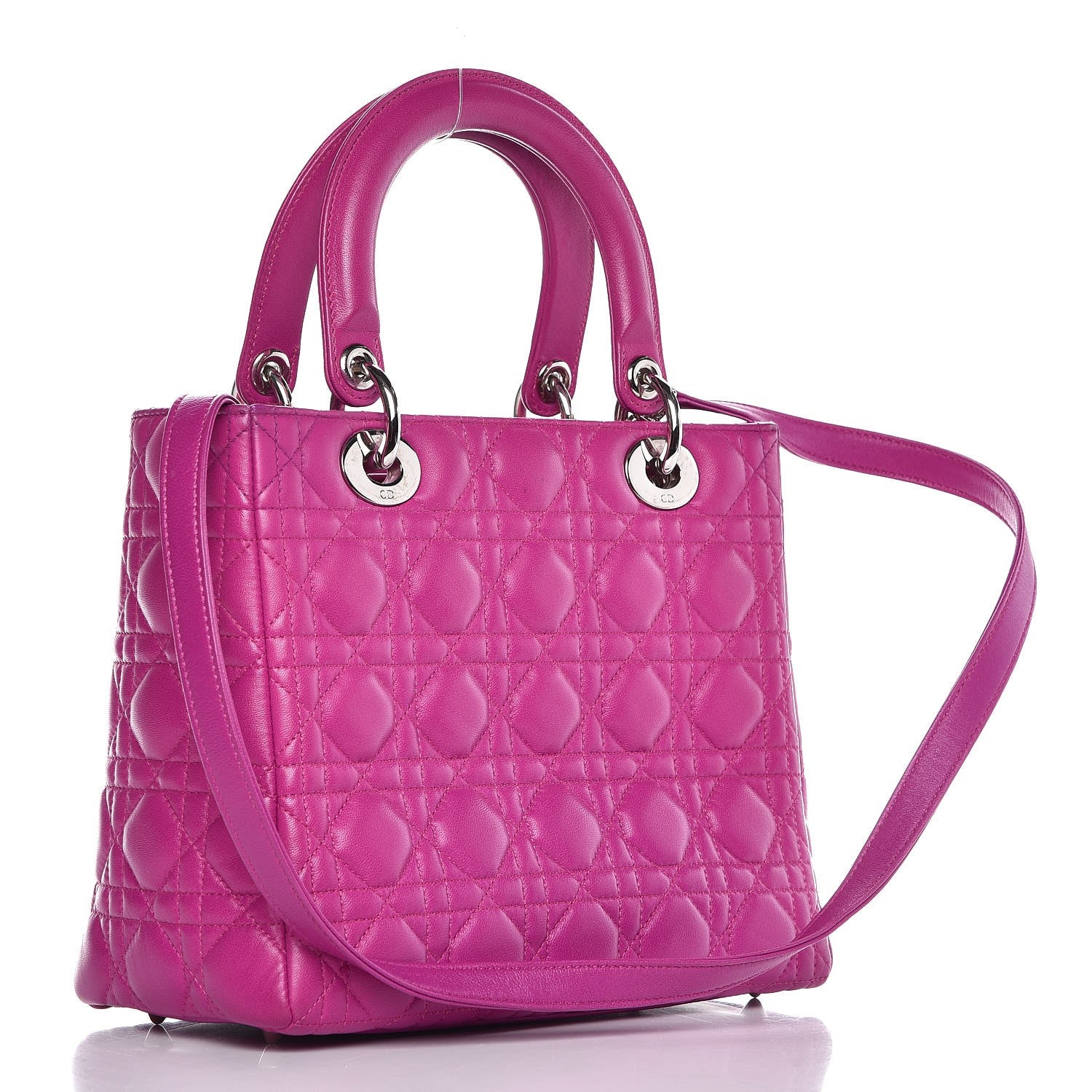 Christian Dior Lambskin Cannage Medium Lady Dior Pink 3 of 8