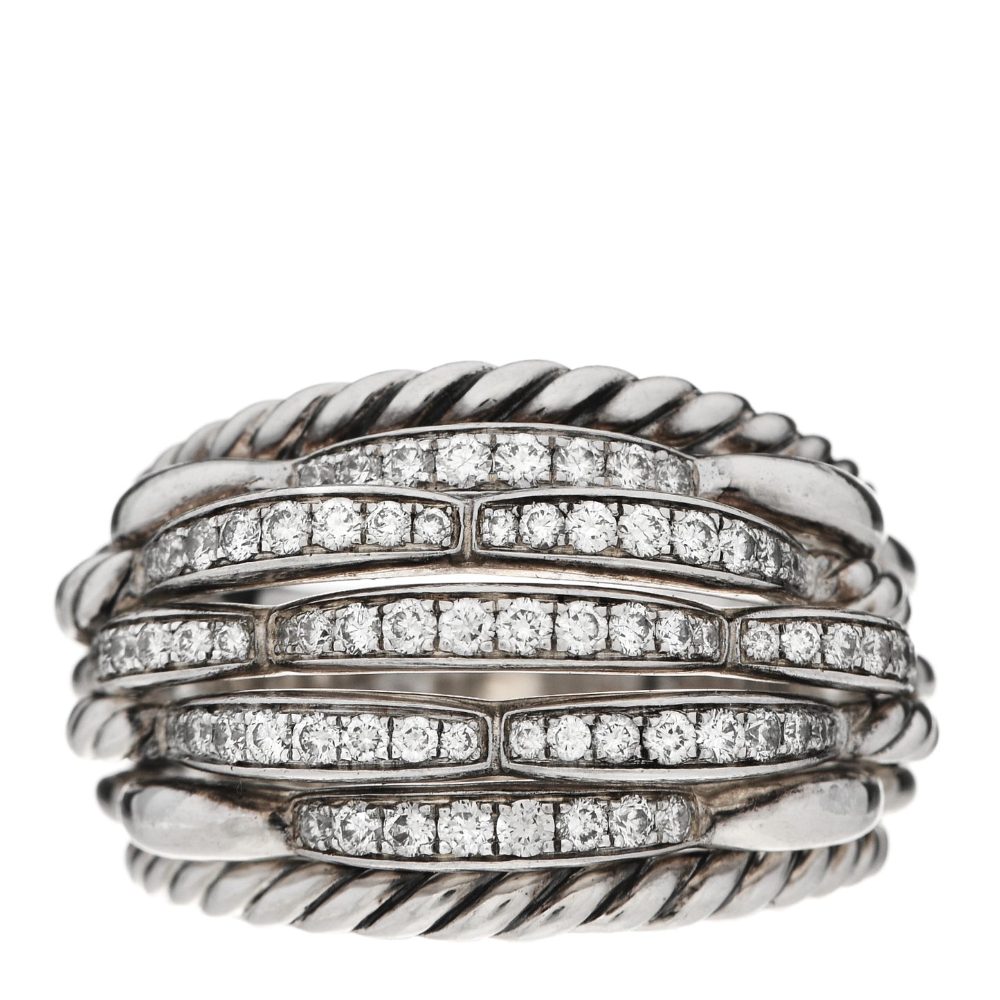 Sterling Silver Diamond 20mm Tides Dome Ring 57 8