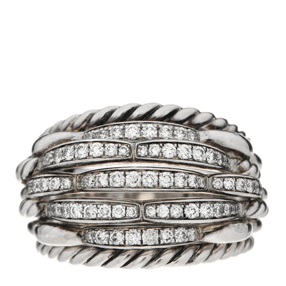 David Yurman Sterling Silver Diamond 20mm Tides Dome Ring 57 8 1 of 5