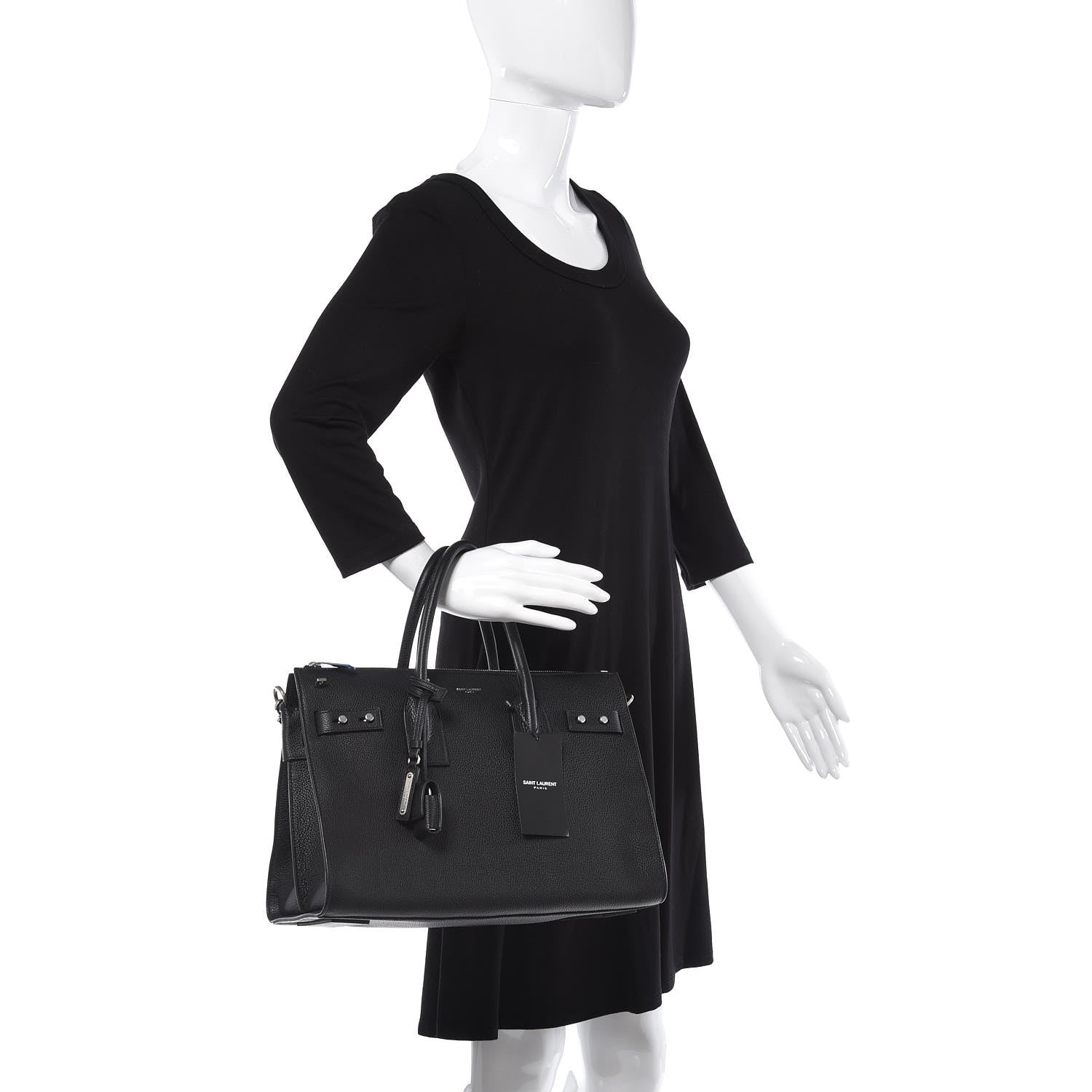 Saint Laurent Grained Calfskin Small Supple Sac De Jour Duffle Black 3 of 9