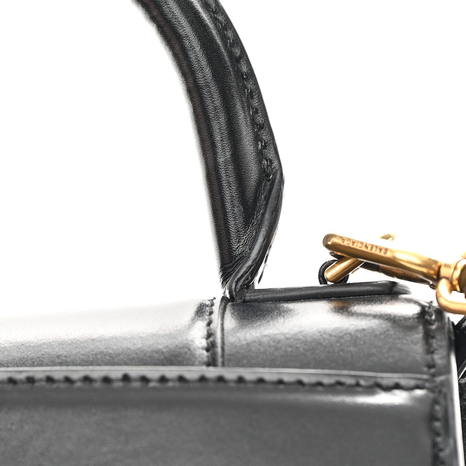Balenciaga Shiny Box Calfskin Hourglass Top Handle Bag XS Black 20 of 21