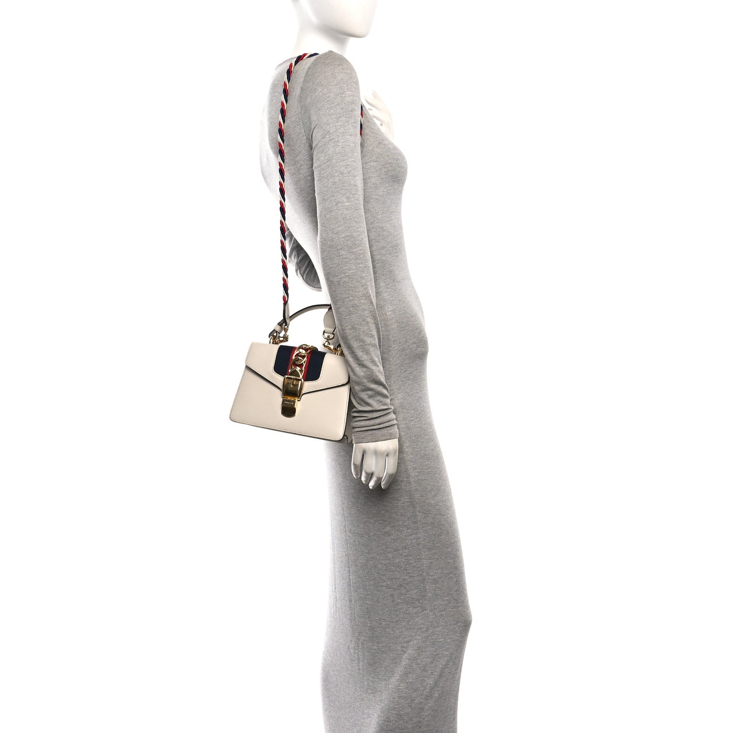 Calfskin Mini Sylvie Top Handle Bag White