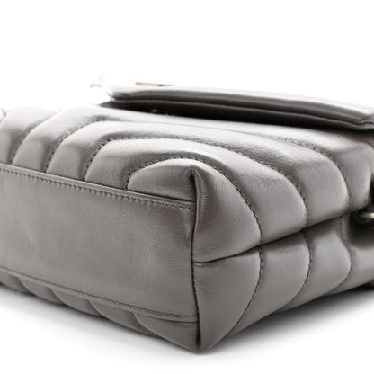 Saint Laurent Calfskin Y Quilted Monogram Toy Loulou Crossbody Bag Grey Kaki 9 of 10