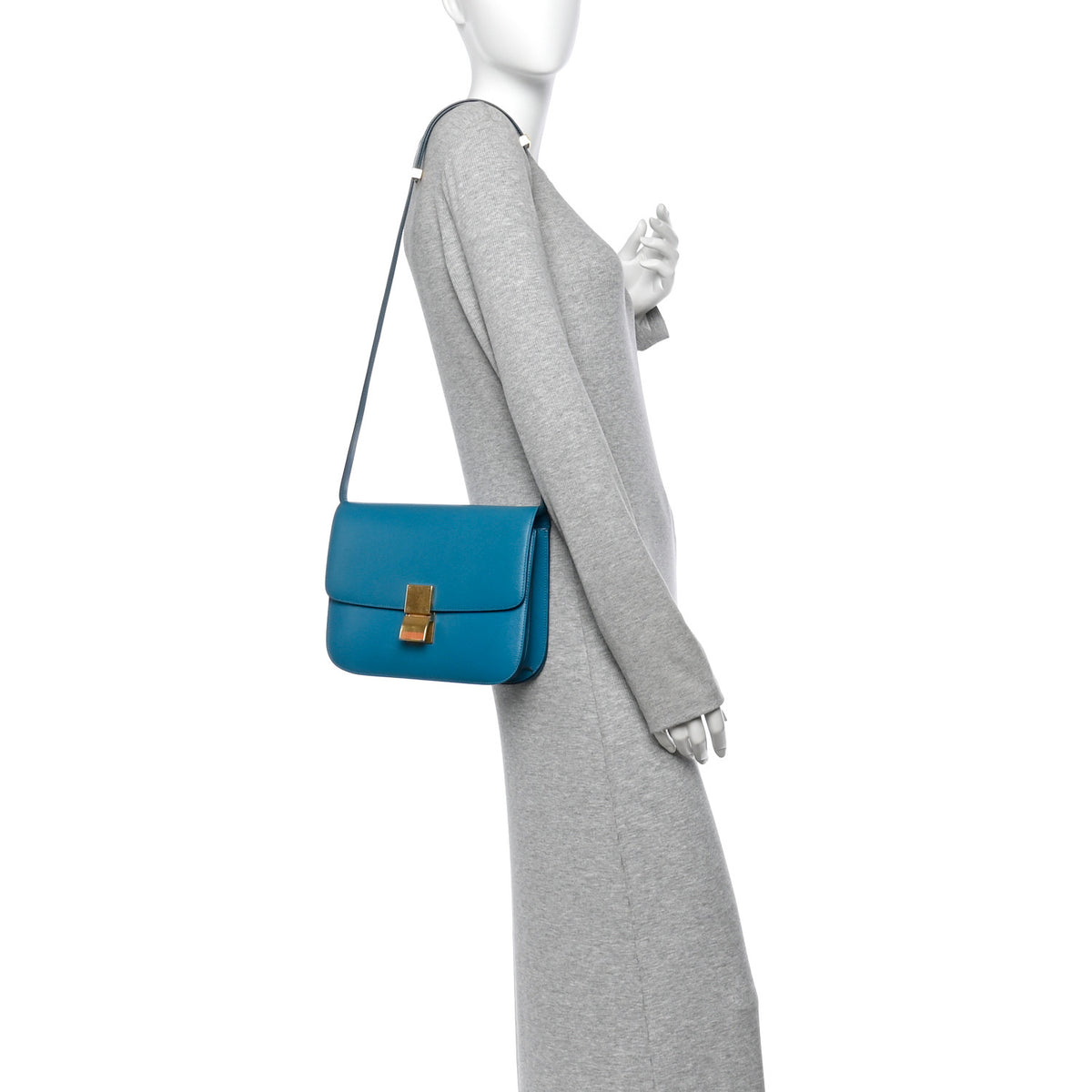 Celine Liege Calfskin Medium Classic Box Flap Bag Turquoise 2 of 10