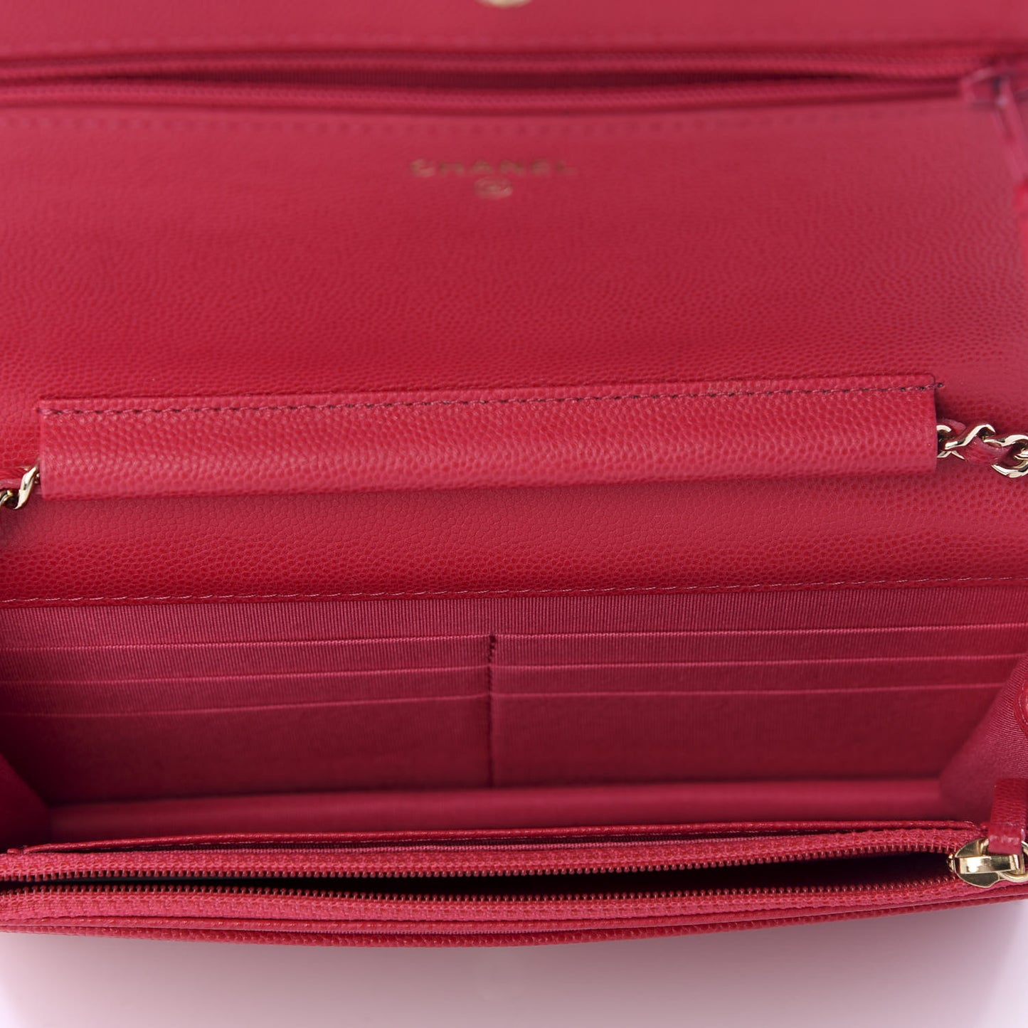 Caviar Camellia Embossed Wallet On Chain WOC Fuschia