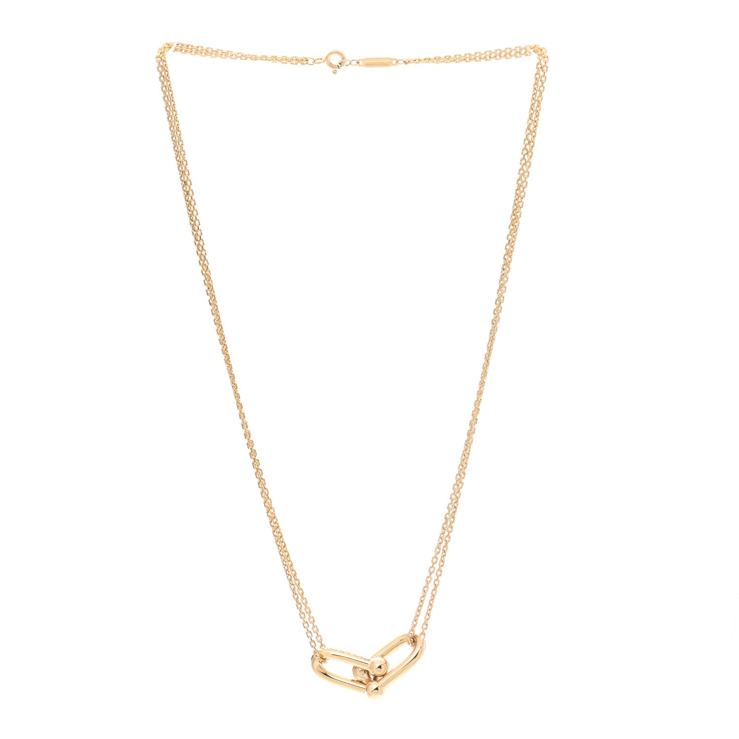 Tiffany 18K Yellow Gold HardWear Double Link Pendant Necklace 3 of 7