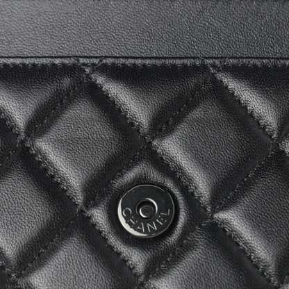 Chanel Lambskin Quilted Wallet On Chain WOC So Black 14 of 14