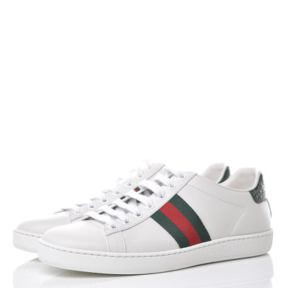 Gucci Calfskin Crocodile Web Womens Ace Sneakers 37.5 White Green 3 of 10