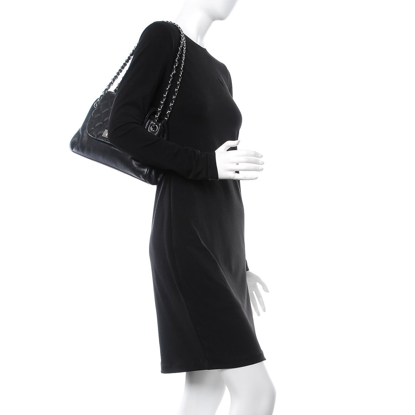 Caviar Quilted Accordion Mademoiselle Flap Black