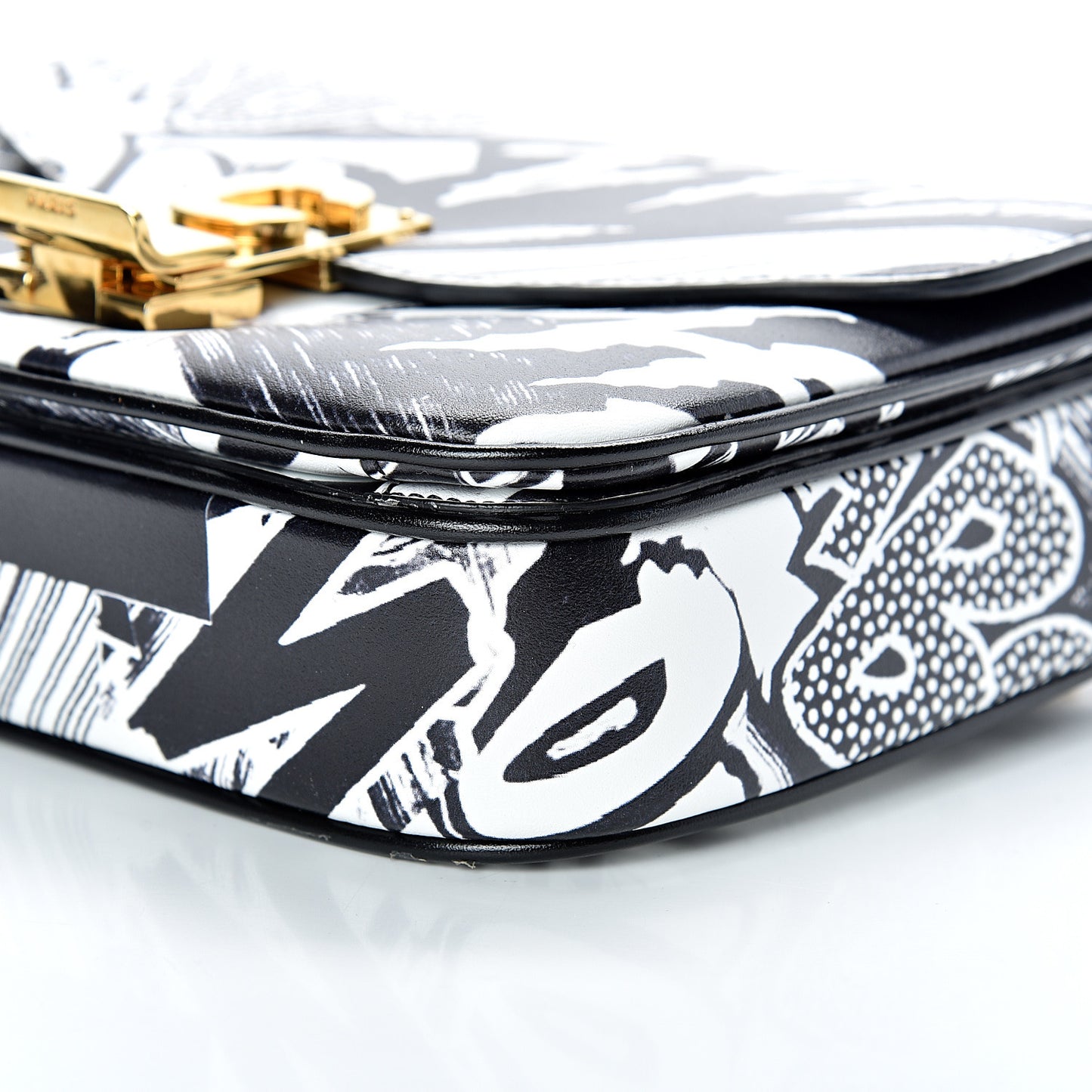 Calfskin Zzhaa Printed x Christian Marclay Small C Bag Black White