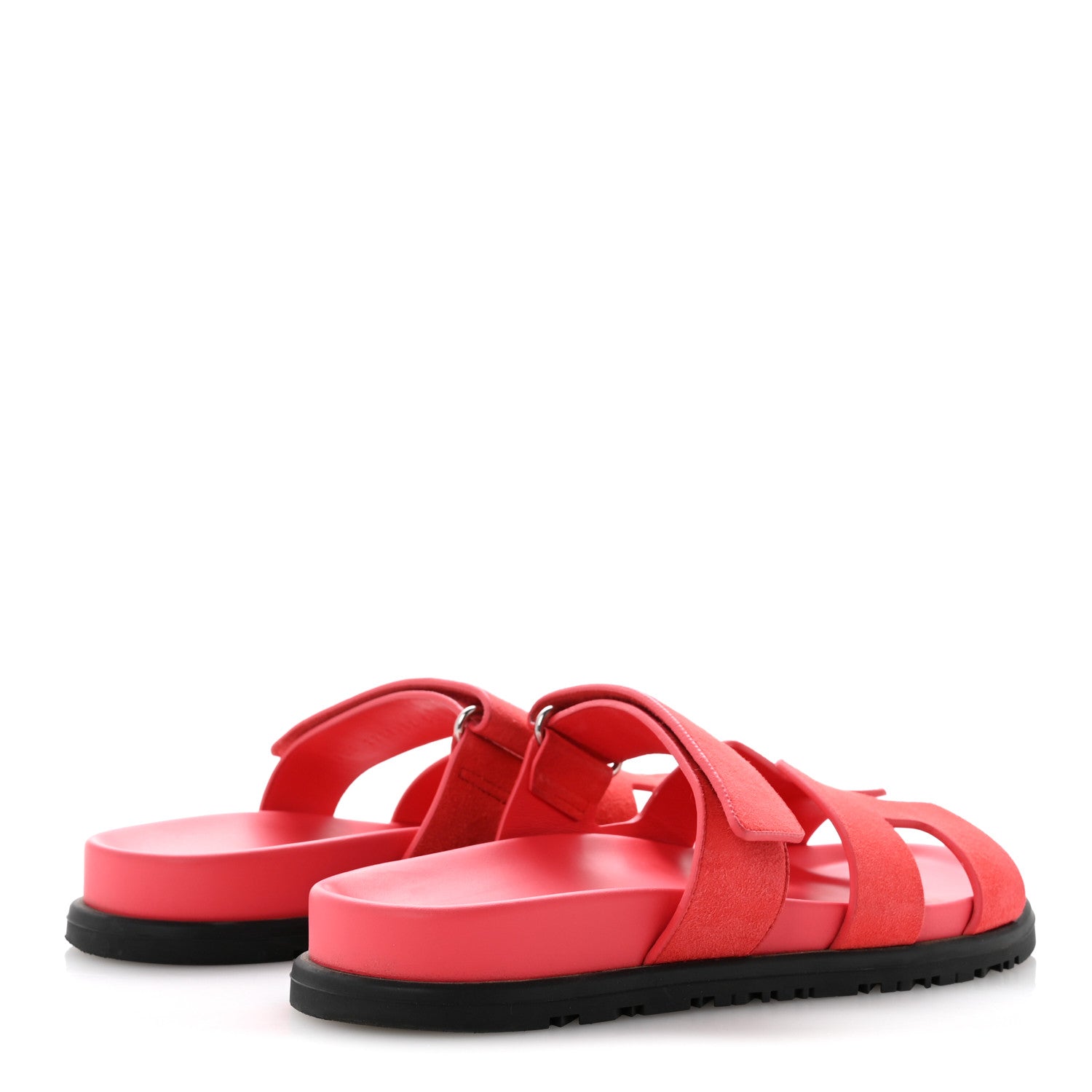 Hermes Suede Goatskin Womens Chypre Sandals 37 Rose Vermillon 5 of 11