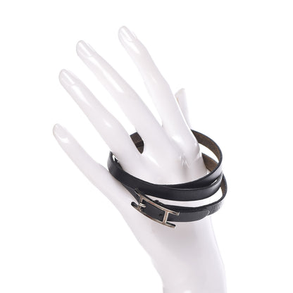 Hermes Chamonix Hapi 3MM Triple Tour Wrap Bracelet S Black 2 of 8