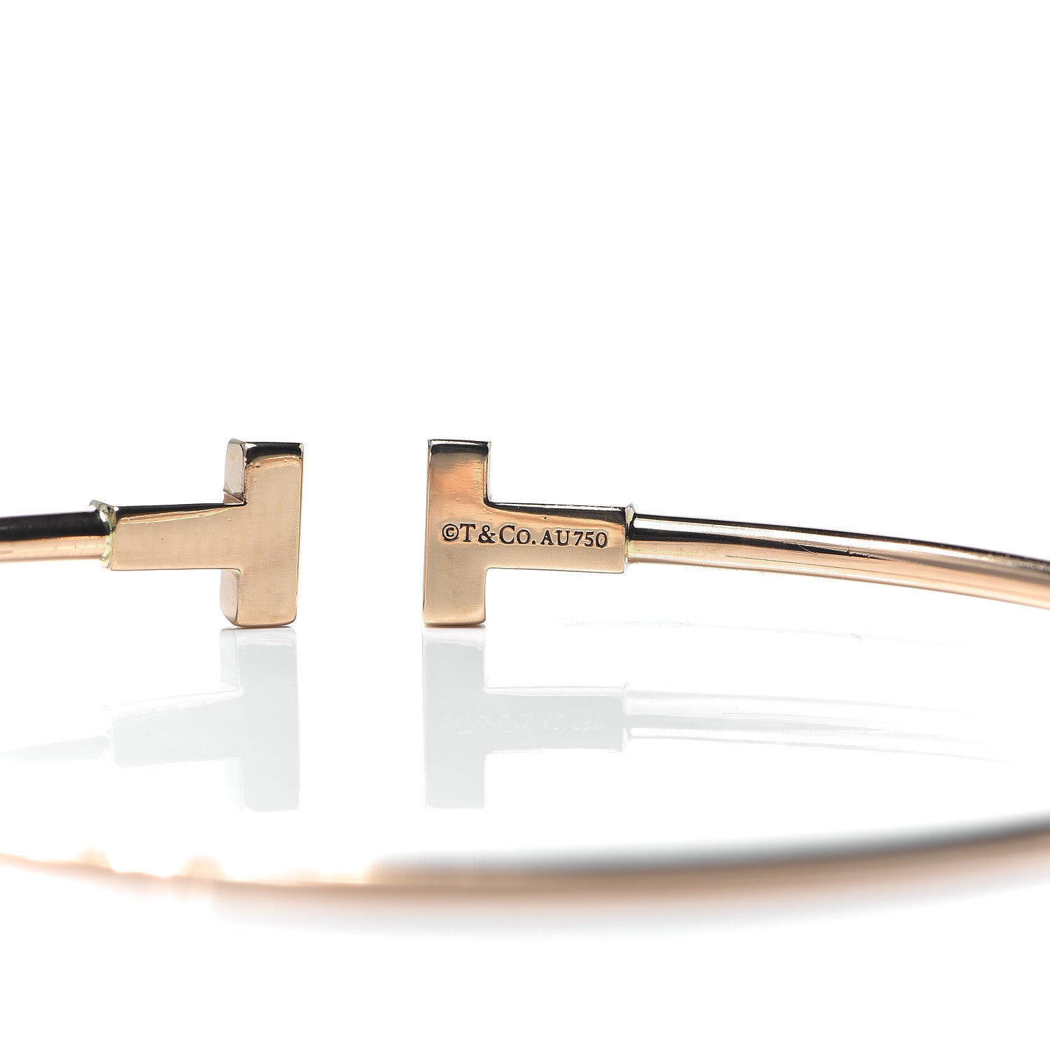 Tiffany 18K Rose Gold Narrow T Wire Bracelet 4 of 4
