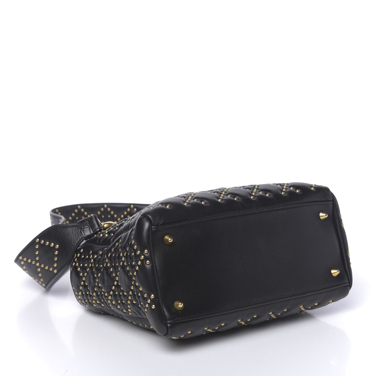 Christian Dior Calfskin Cannage Studded Medium Supple Lady Dior Black 5 of 12