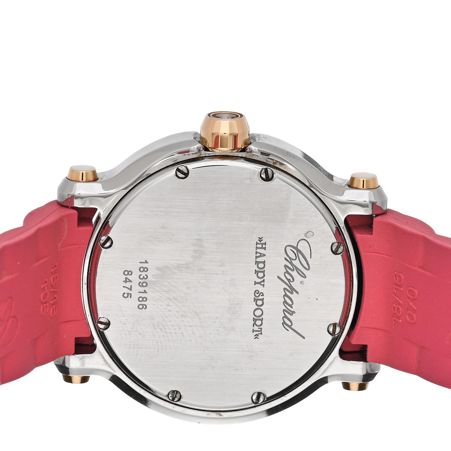 Chopard Stainless Steel 18K Rose Gold Rubber 5 Diamond 36mm Happy Sport Guilloche Quartz Watch 4 of 5