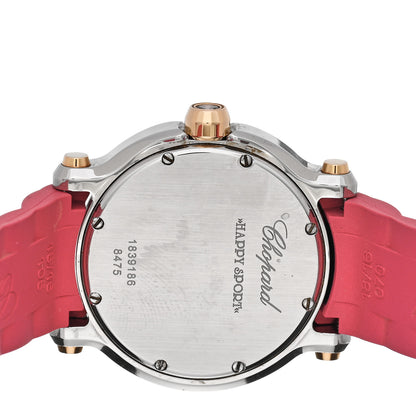 Chopard Stainless Steel 18K Rose Gold Rubber 5 Diamond 36mm Happy Sport Guilloche Quartz Watch 4 of 5