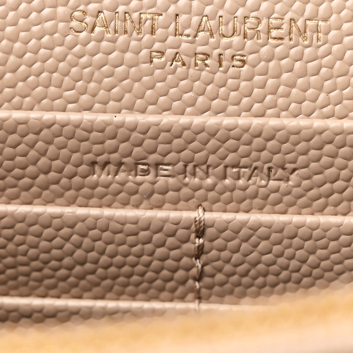 Saint Laurent Grain De Poudre Matelasse Chevron Monogram Envelope Chain Wallet Dark Beige 7 of 11