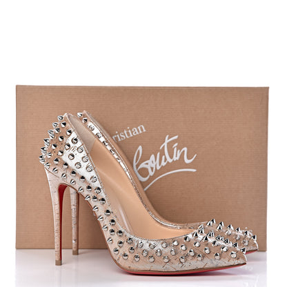 Christian Louboutin Cork Pepite Follies Spikes 100 Pumps 37.5 Silver 8 of 8