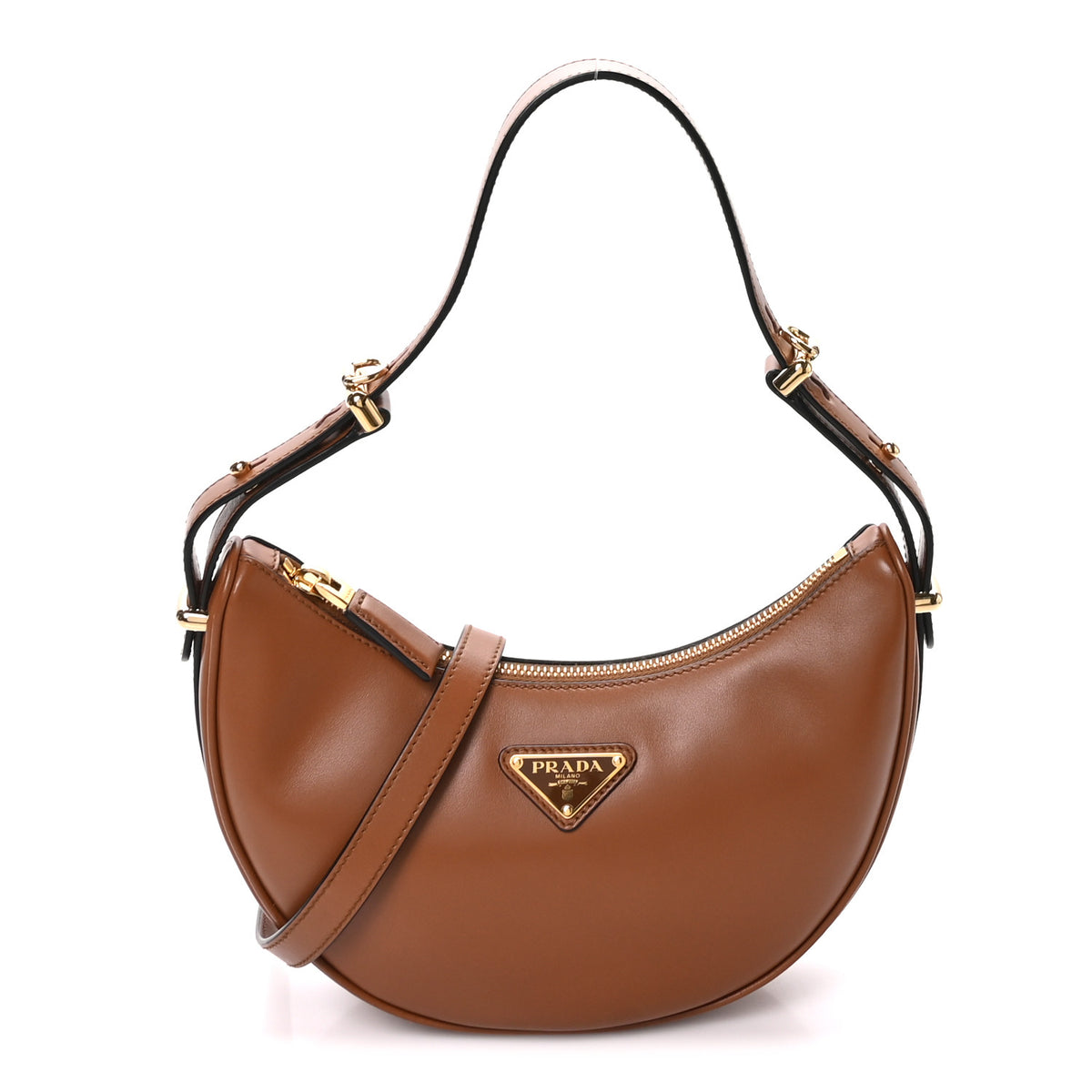 Soft Calfskin Arque Shoulder Bag Cognac