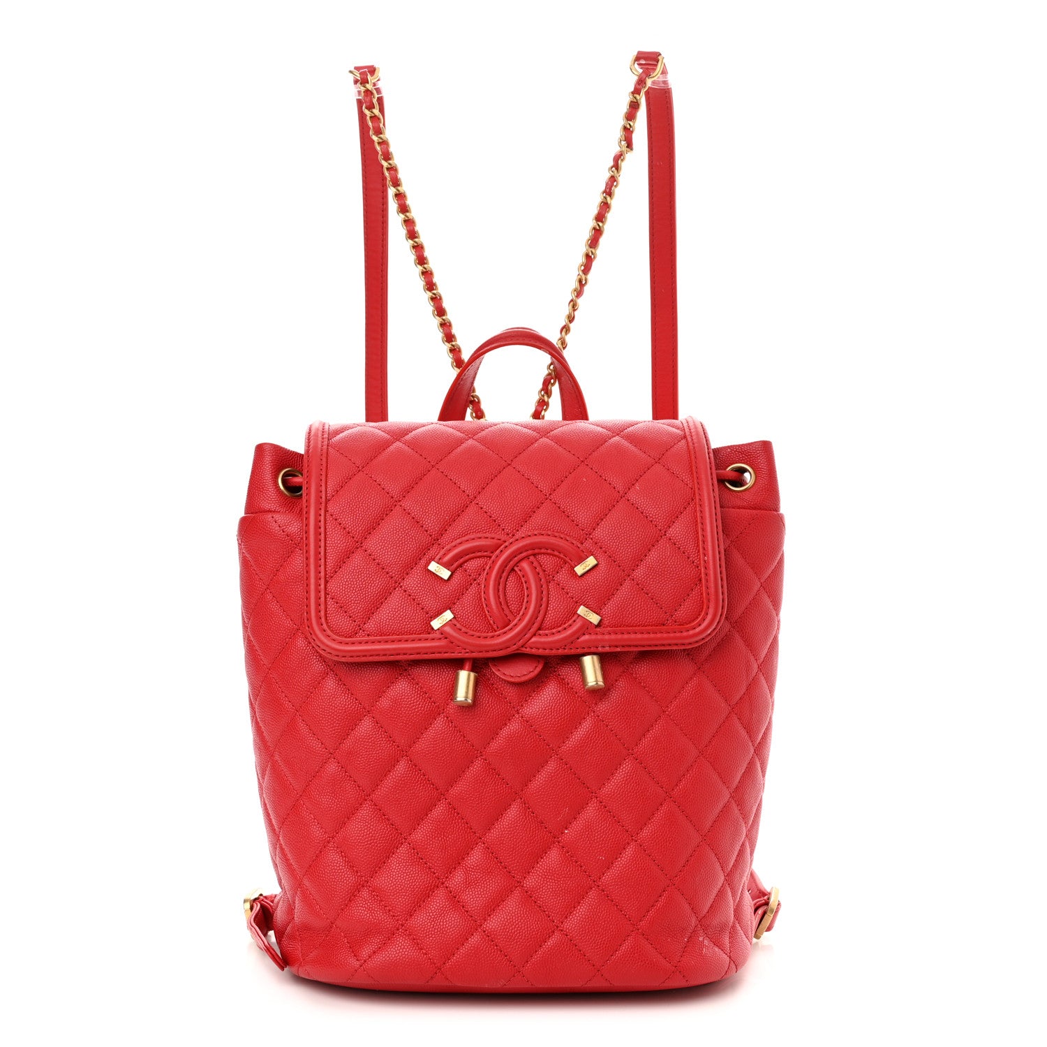 Chanel Caviar Quilted Filigree Backpack Red 1 of 19