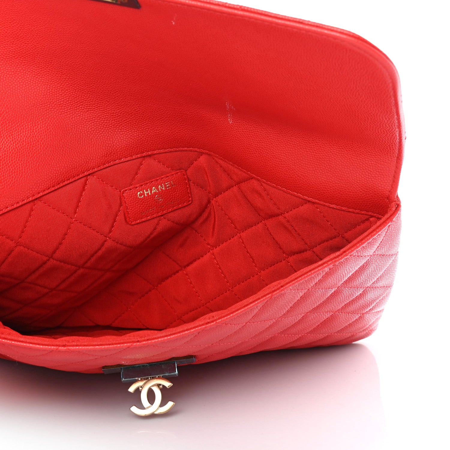 Chanel Caviar Quilted Medium Golden Class Pouch Red 4 of 6