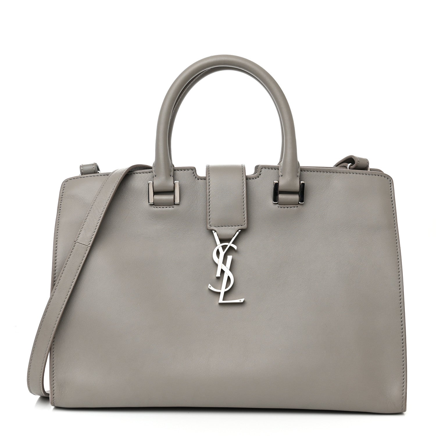 Saint Laurent Calfskin Small Monogram Cabas Grey 1 of 12
