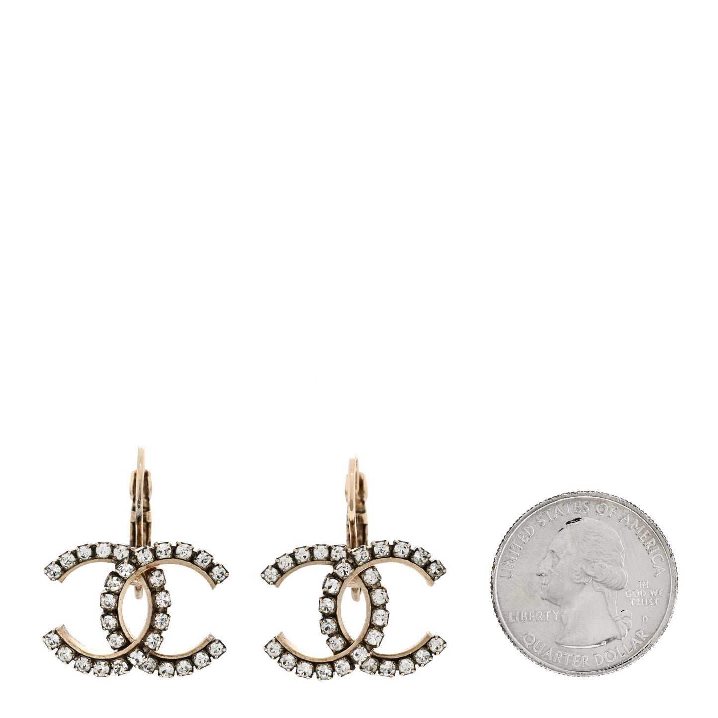 Crystal CC Drop Earrings Gold