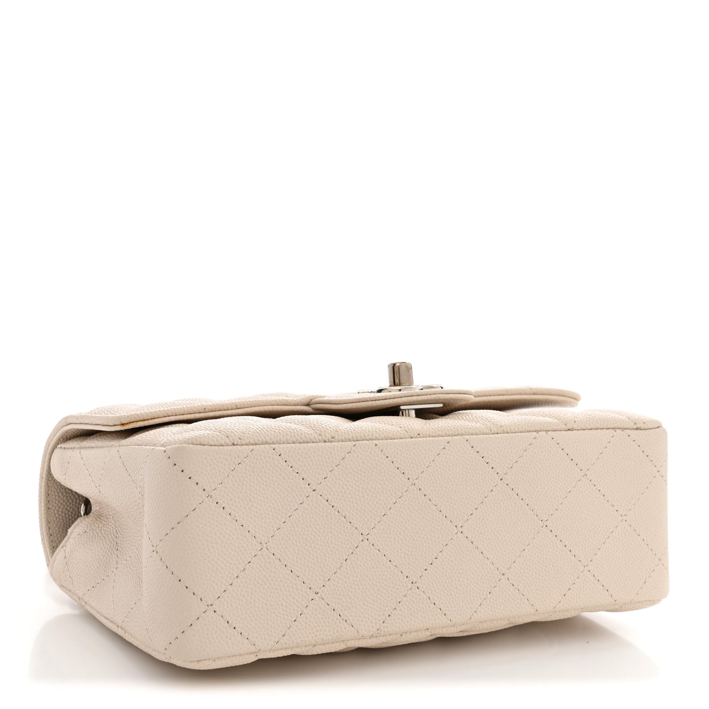 Caviar Quilted Mini Rectangular Flap Light Beige
