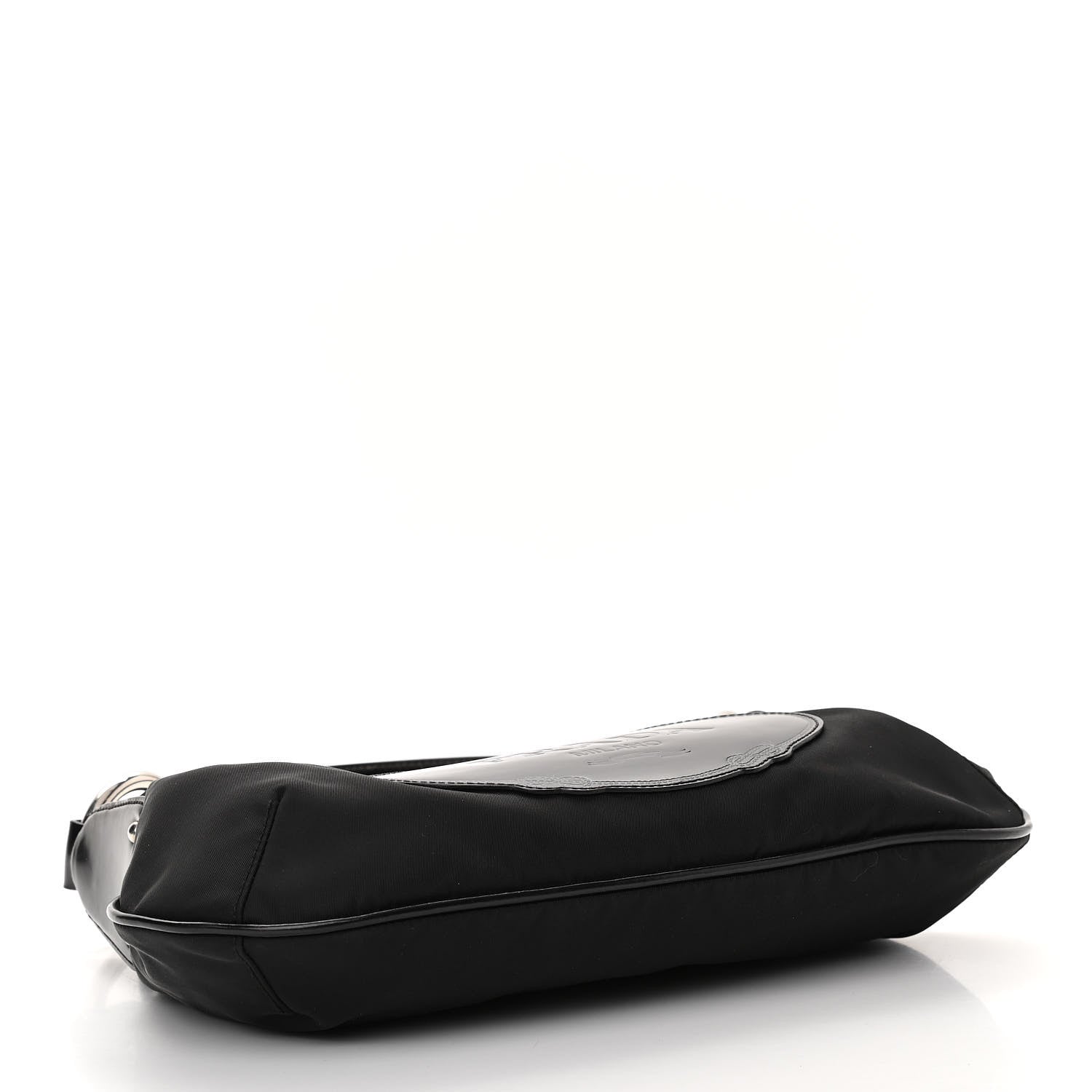 Prada Tessuto Nylon Calfskin Logo Shoulder Bag Black 4 of 11