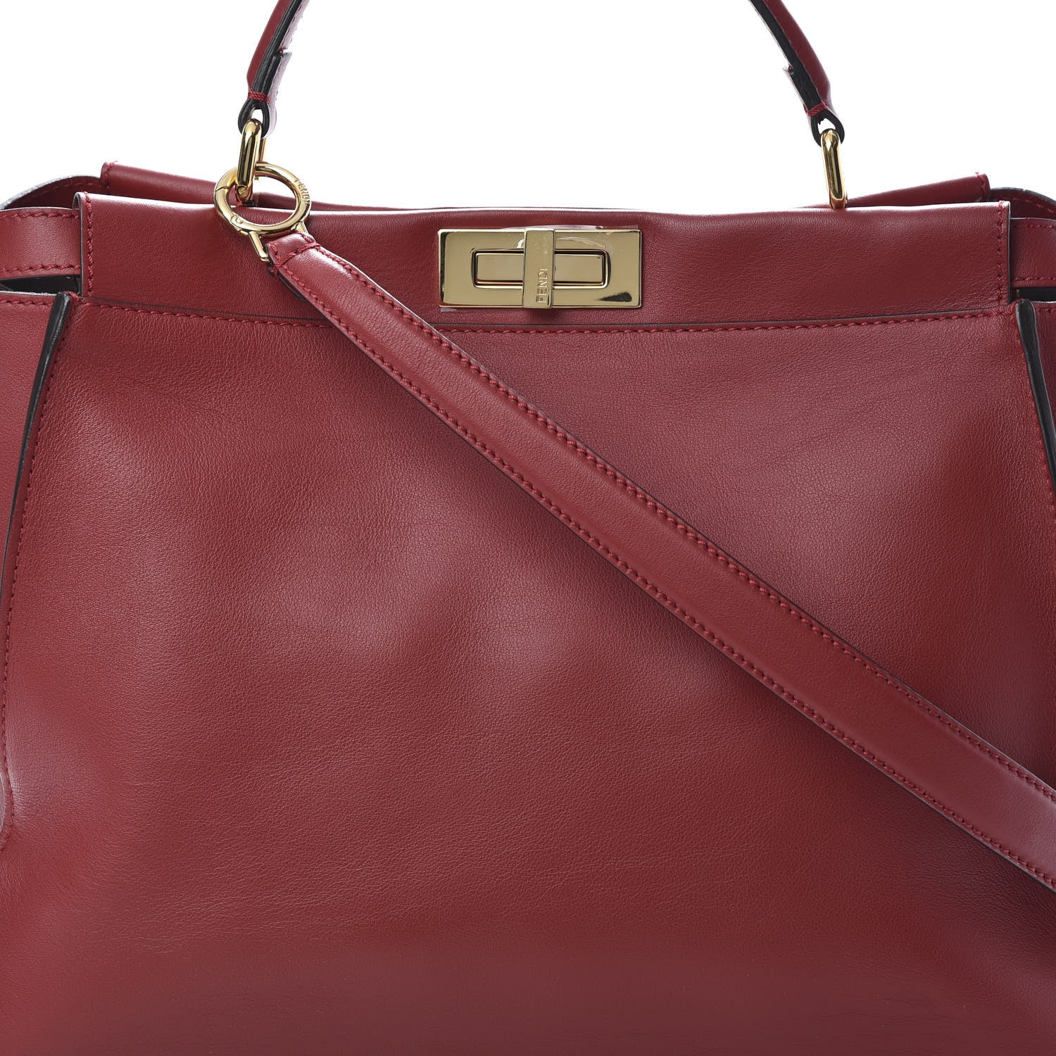 Fendi Calfskin Snakeskin Large Peekaboo Iconic Satchel Red 9 of 11