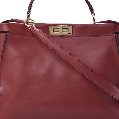 Fendi Calfskin Snakeskin Large Peekaboo Iconic Satchel Red 9 of 11