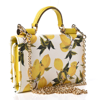 Dolce & Gabbana Dauphine Lemon Print Wallet On Chain Yellow White 3 of 9