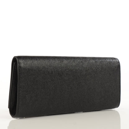 Saint Laurent Glossy Grained Calfskin Lutetia Flap Clutch Black 3 of 8