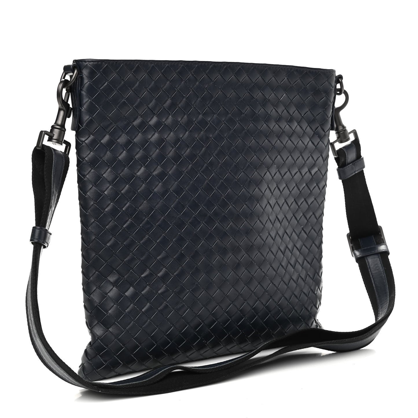 Nappa Intrecciato Crossbody Messenger Bag Navy